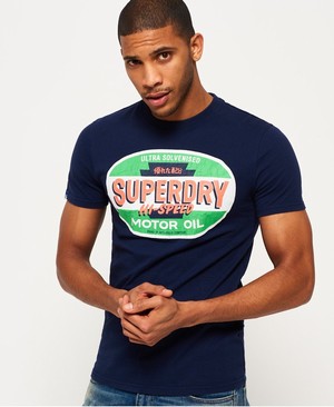 Superdry Reworked Classic Férfi Pólók Sötétkék | CEJWN8461